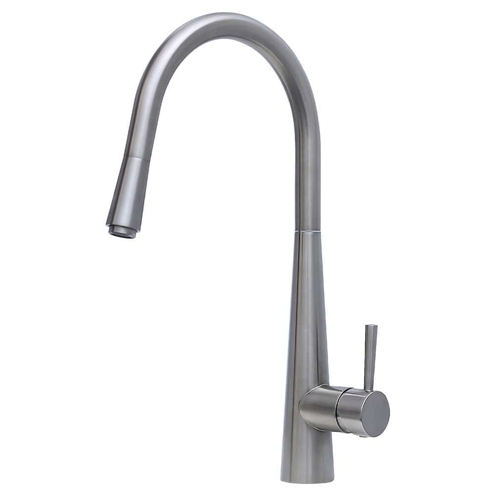Isabella Deluxe Gooseneck Pull Out Kitchen Mixer, Brushed Nickel 213116BN Fienza