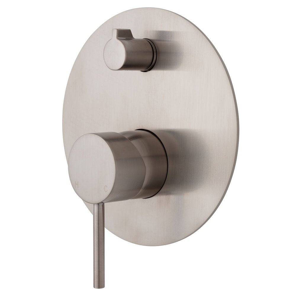 Kaya Shower/Bath Wall Mixer with Diverter, Brushed Nickel 228102BN Fienza