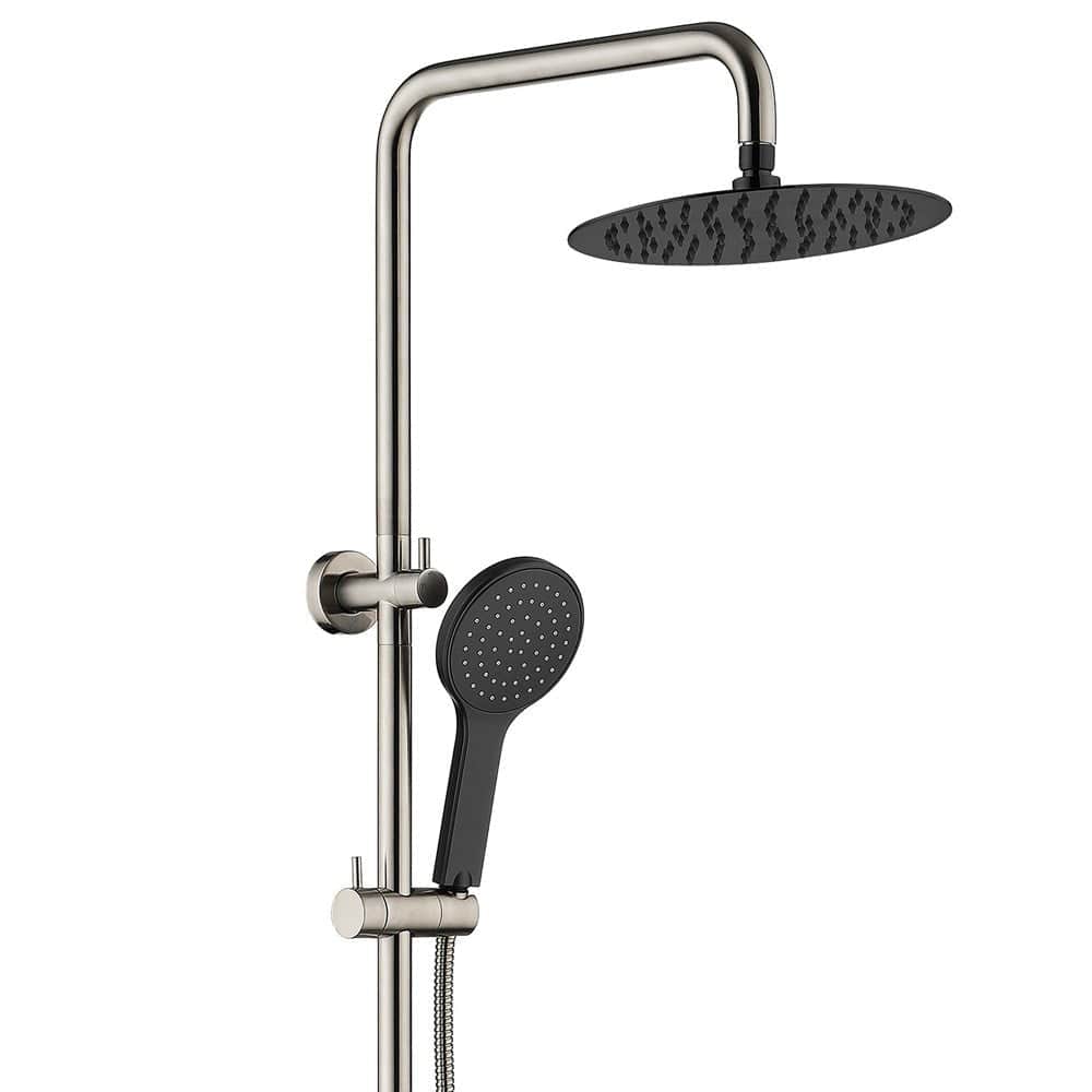 Kaya Twin Shower Set, Brushed Nickel w/ Matte Black Heads 455109BNB Fienza