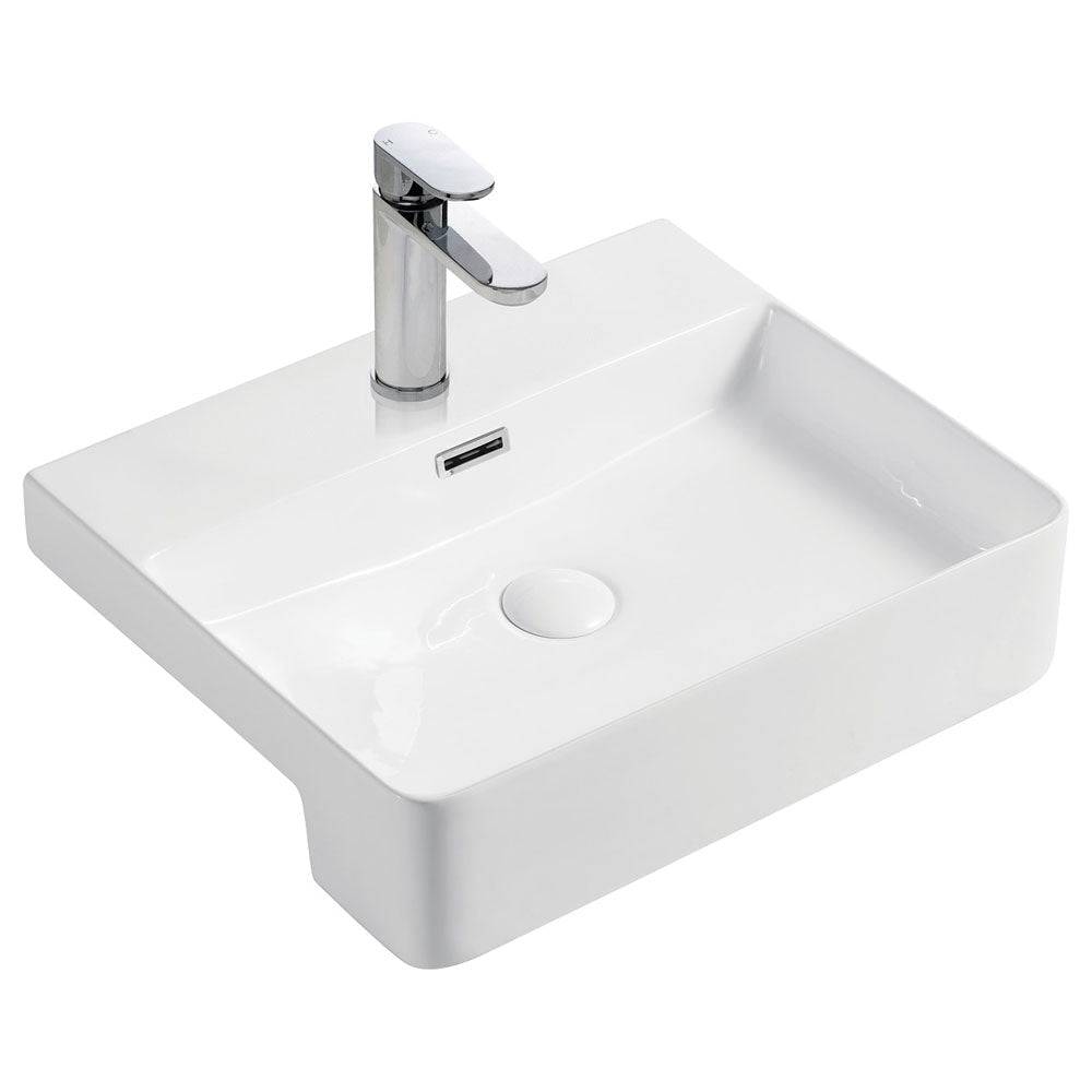 Petra Semi-Recessed Basin, Gloss White RB4044 Fienza Tradie Secret