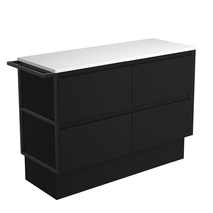 Amato Satin Black 1200 Cabinet on Kickboard, 1 Frame & 1 Towel Rail