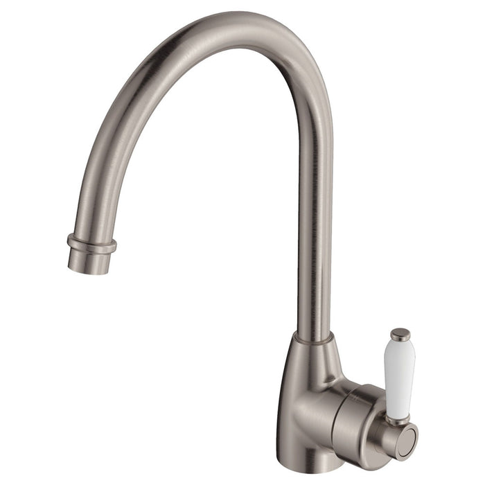 Eleanor Gooseneck Kitchen Mixer, Brushed Nickel / Ceramic