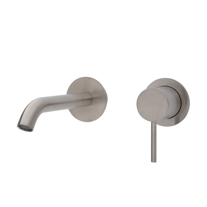 Kaya Wall Basin/Bath Mixer Set, Brushed Nickel, 160mm Outlet