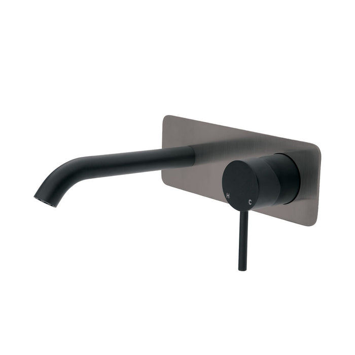 Kaya Basin/Bath Wall Mixer 160mm Outlet, Matte Black / Gun Metal