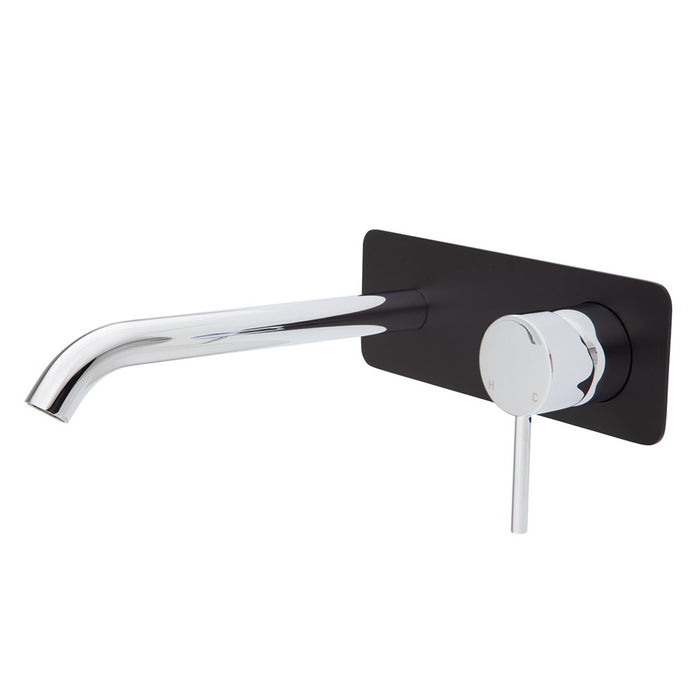 Kaya Basin/Bath Wall Mixer 200mm Outlet, Chrome / Matte Black