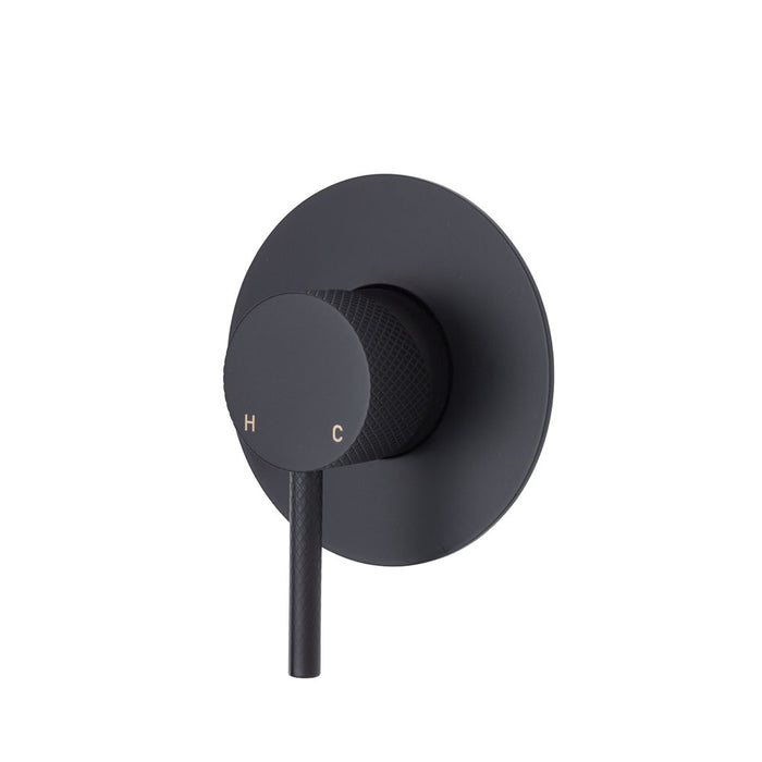 Axle Wall Mixer With Large Round Plate, Matte Black