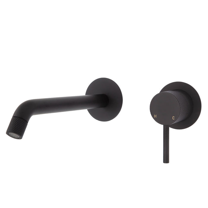 Axle Basin/Bath Wall Mixer With 200mm Outlet Round Plates Matte Black