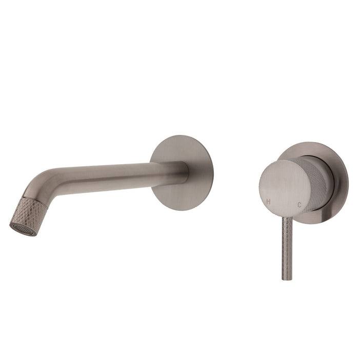 Axle Basin/Bath Wall Mixer With 200mm Outlet Round Plates Brushed Nickel