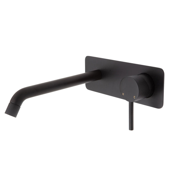 Axle Basin/Bath Wall Mixer With 200mm Outlet Soft Square Plate Matte Black
