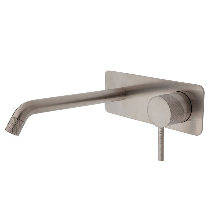 Axle Basin/Bath Wall Mixer With 200mm Outlet Soft Square Plate Brushed Nickel