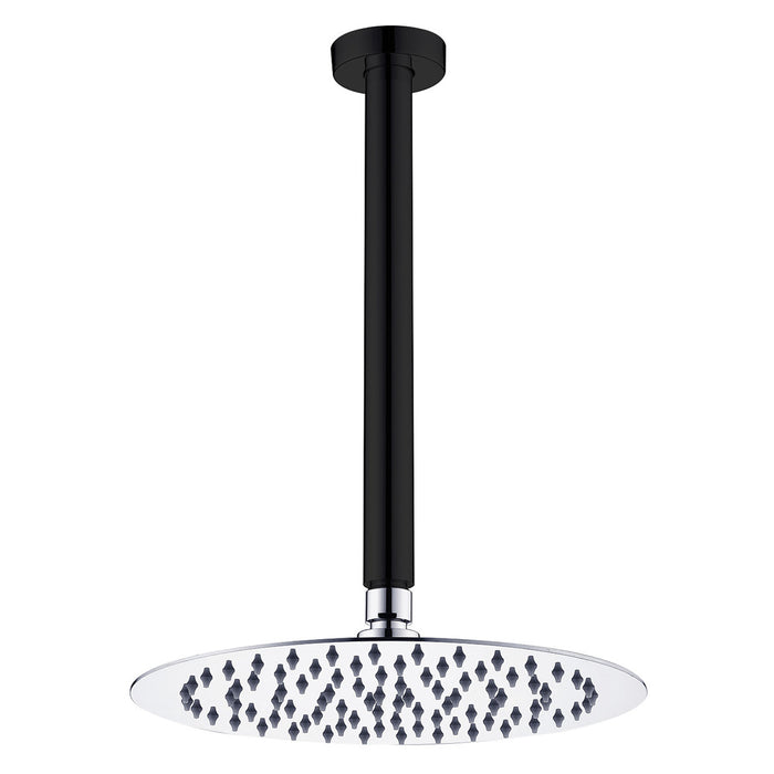 Kaya Shower Ceiling Dropper Set, Matte Black / Chrome Head