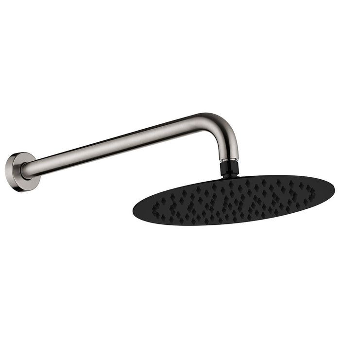 Kaya Shower Arm Set Brushed Nickel With Matte Black Head