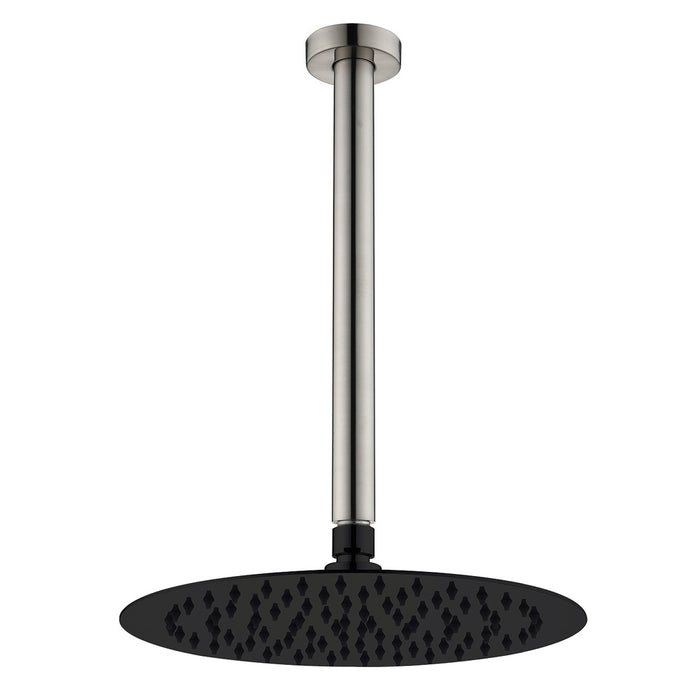 Kaya Shower Ceiling Dropper Set, Brushed Nickel / Matte Black