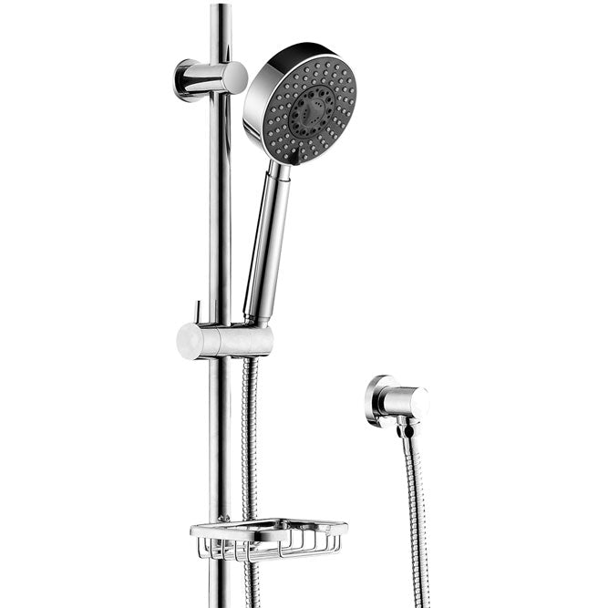 Michelle Multifunction Rail Shower With Soap Basket, Chrome
