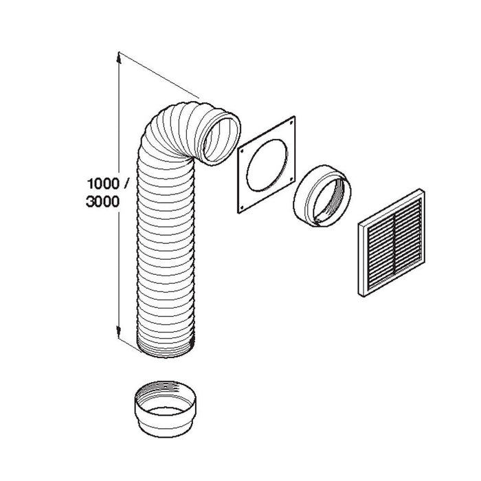 Hafele 3M White Ducting Kit with External Grill