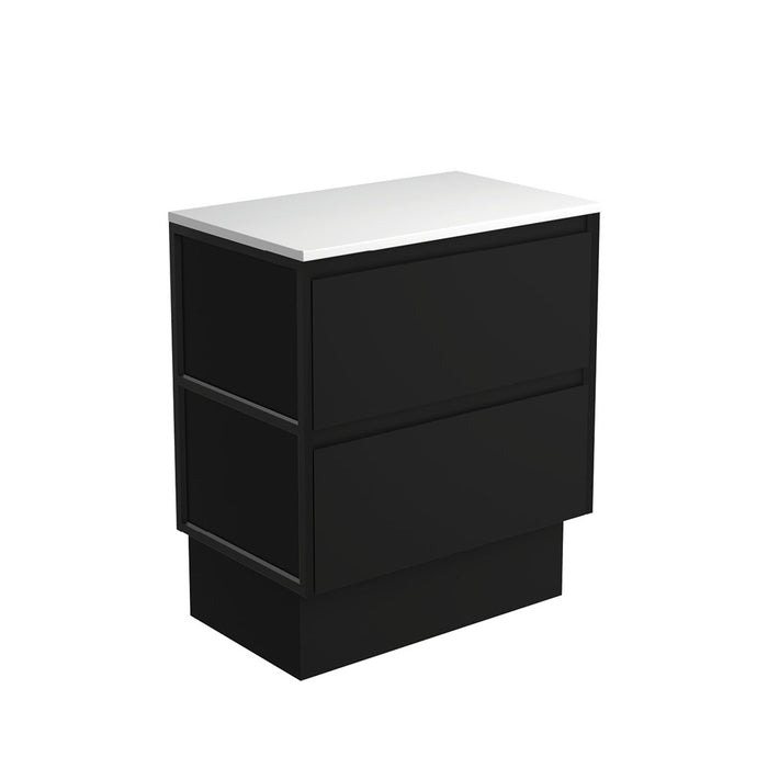 Amato Satin Black 750 Cabinet on Kickboard, Matte Black Frames