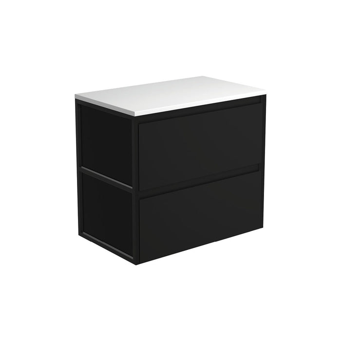 Amato Satin Black 750 Wall-Hung Cabinet, Matte Black Frames