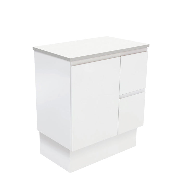 Fingerpull Satin White 750 Cabinet on Kickboard, Right Hand Drawers