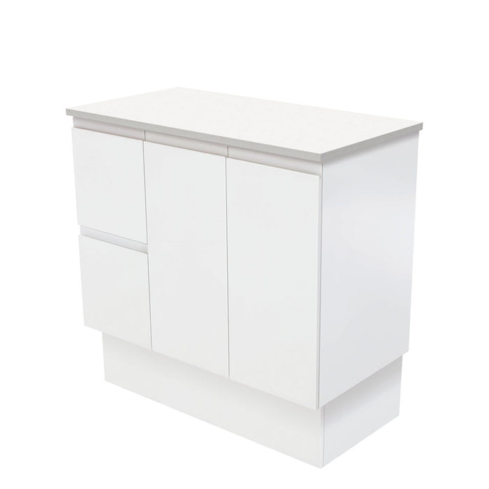 Fingerpull Satin White Cabinet on Kickboard