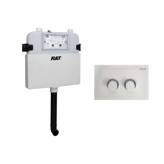 R&T Pneumatic In-Wall Cistern for Wall-Faced Pans, White Buttons