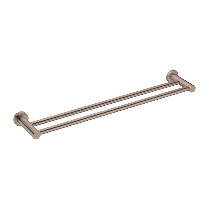 Mecca Double Towel Rail 600mm, Brushed Bronze