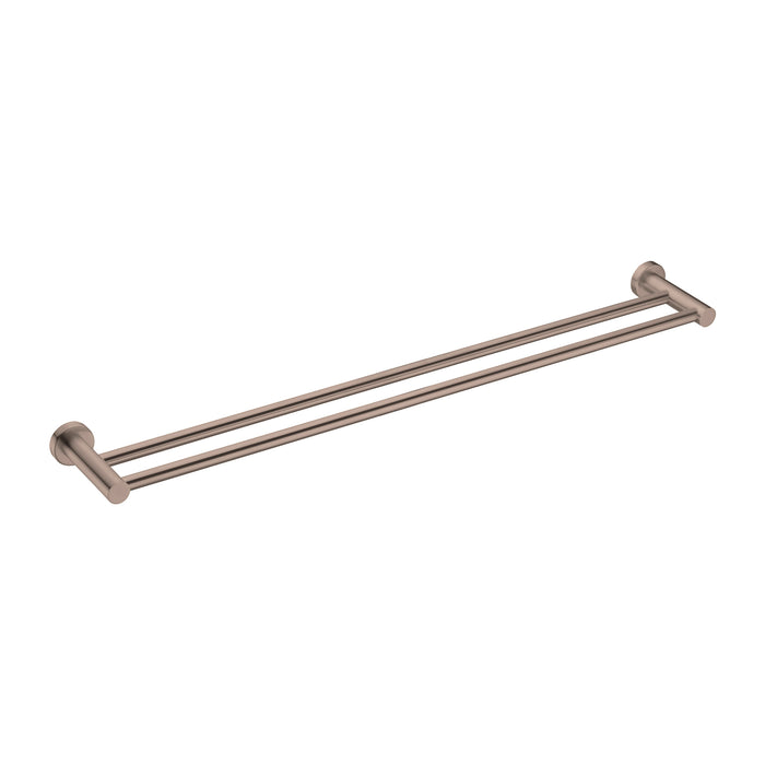 Mecca Double Towel Rail 800mm, Brushed Bronze