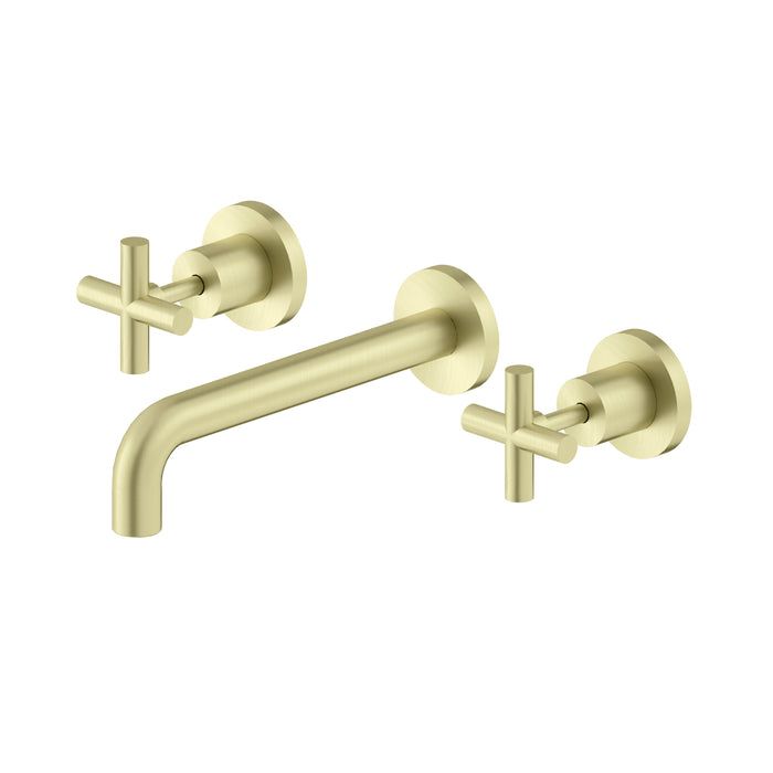 X Plus Wall Basin Set, 180mm Spout, Brushed Gold