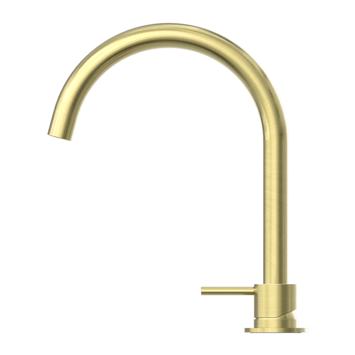 Mecca Hob Basin Mixer Round Spout, Brushed Gold