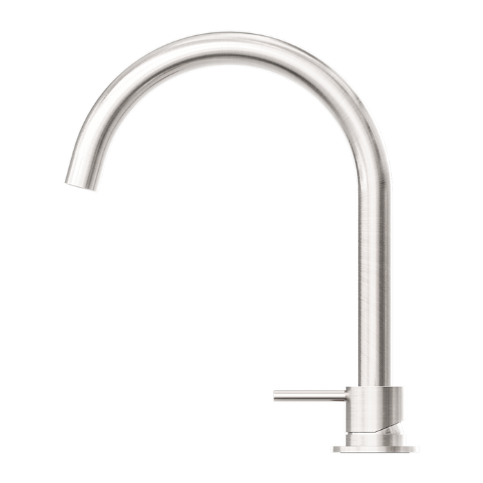 Mecca Hob Basin Mixer Round Spout, Brushed Nickel