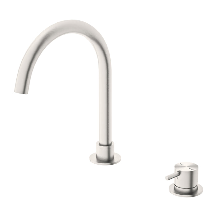 Mecca Hob Basin Mixer Round Spout, Brushed Nickel