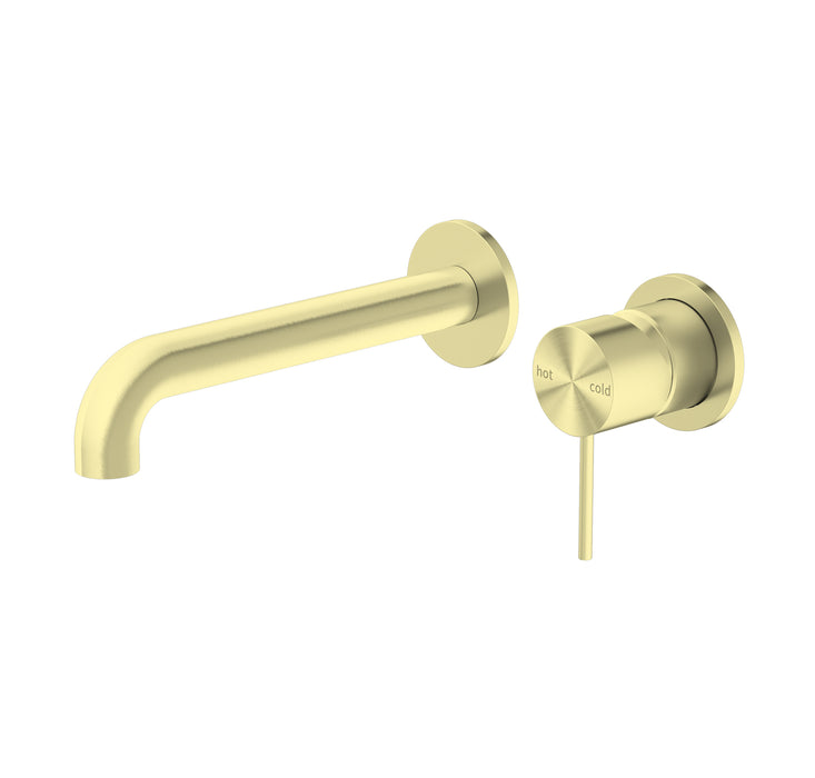 Mecca Wall Basin Mixer 185mm Spout, Brushed Gold