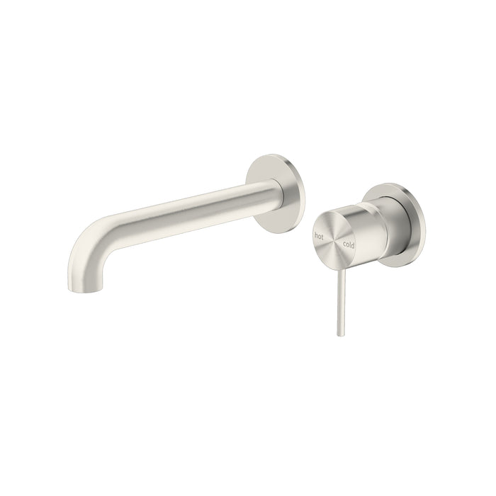 Mecca Wall Basin Mixer 185mm Spout, Brushed Nickel