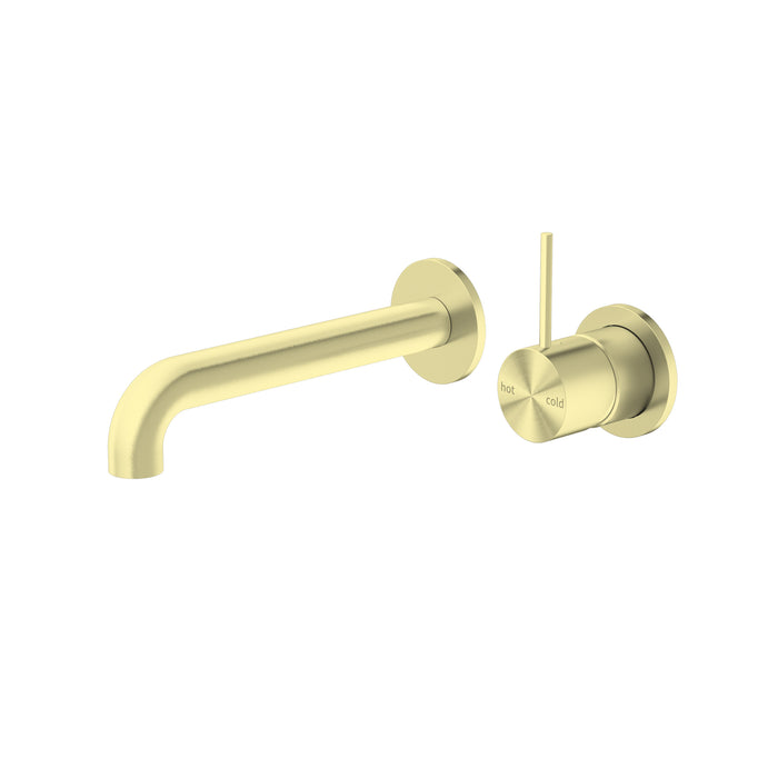 Mecca Wall Basin Mixer Handle Up 160mm Spout, Brushed Gold