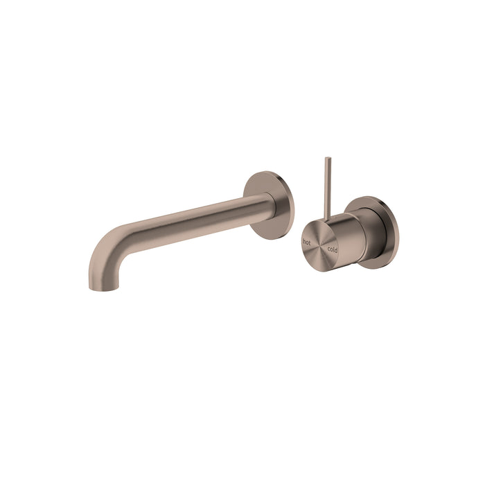 Mecca Wall Basin Mixer Handle Up 160mm Spout, Brushed Bronze