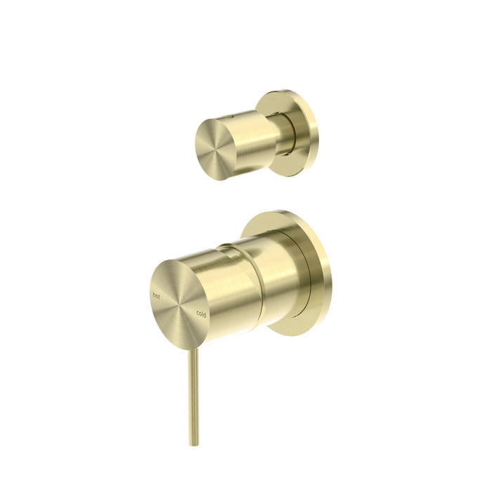 Mecca Shower Mixer With Diverter Separate Back Plate, Brushed Gold