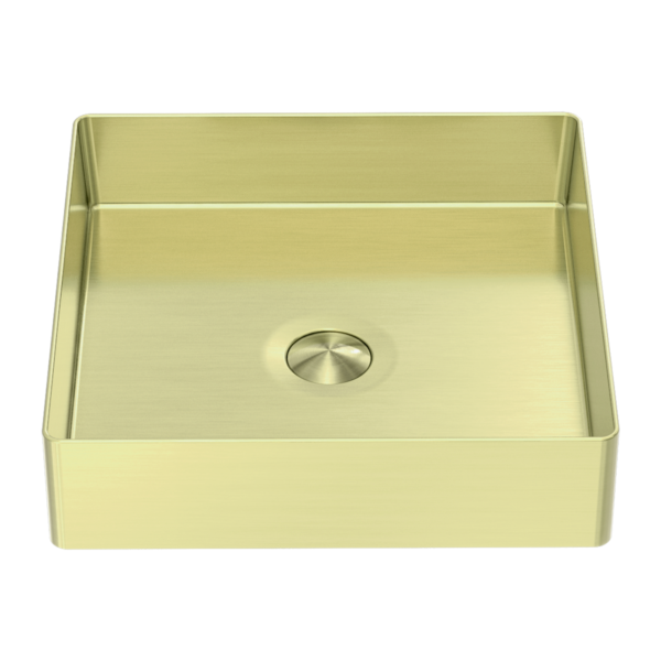 400mm Square Stainless Steel Basin, Brushed Gold