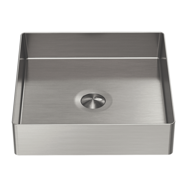 400mm Square Stainless Steel Basin, Brushed Nickel