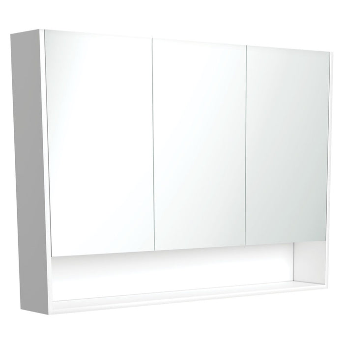 1200 Mirror Cabinet with Display Shelf, Satin White
