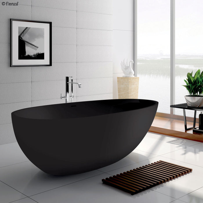 Bahama Matt Black Stone Bath 1700X880X560mm With Overflow