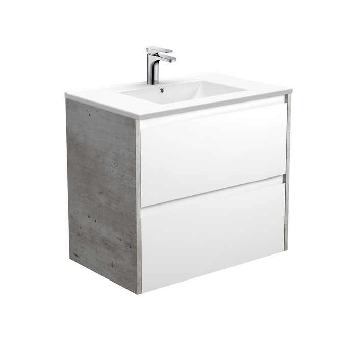 Dolce Amato Satin White Wall-Hung Vanity, Industrial Panels