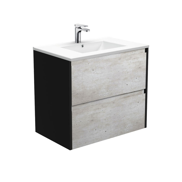 Dolce Amato Industrial Wall-Hung Vanity, Satin Black Panels