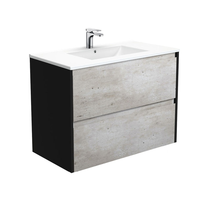 Dolce Amato Industrial Wall-Hung Vanity, Satin Black Panels