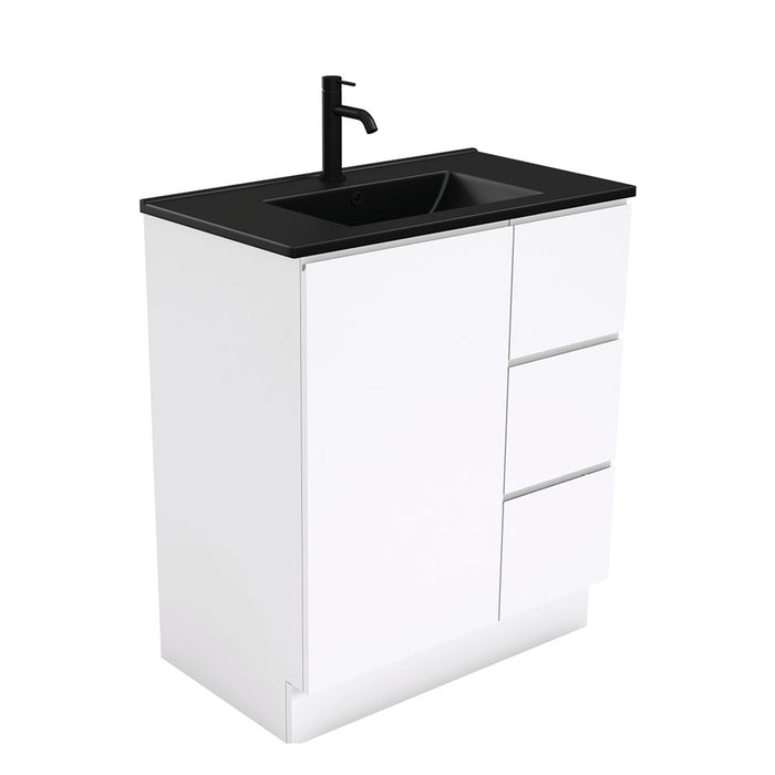 Dolce Matte Black Fingerpull Gloss White Vanity On Kickboard