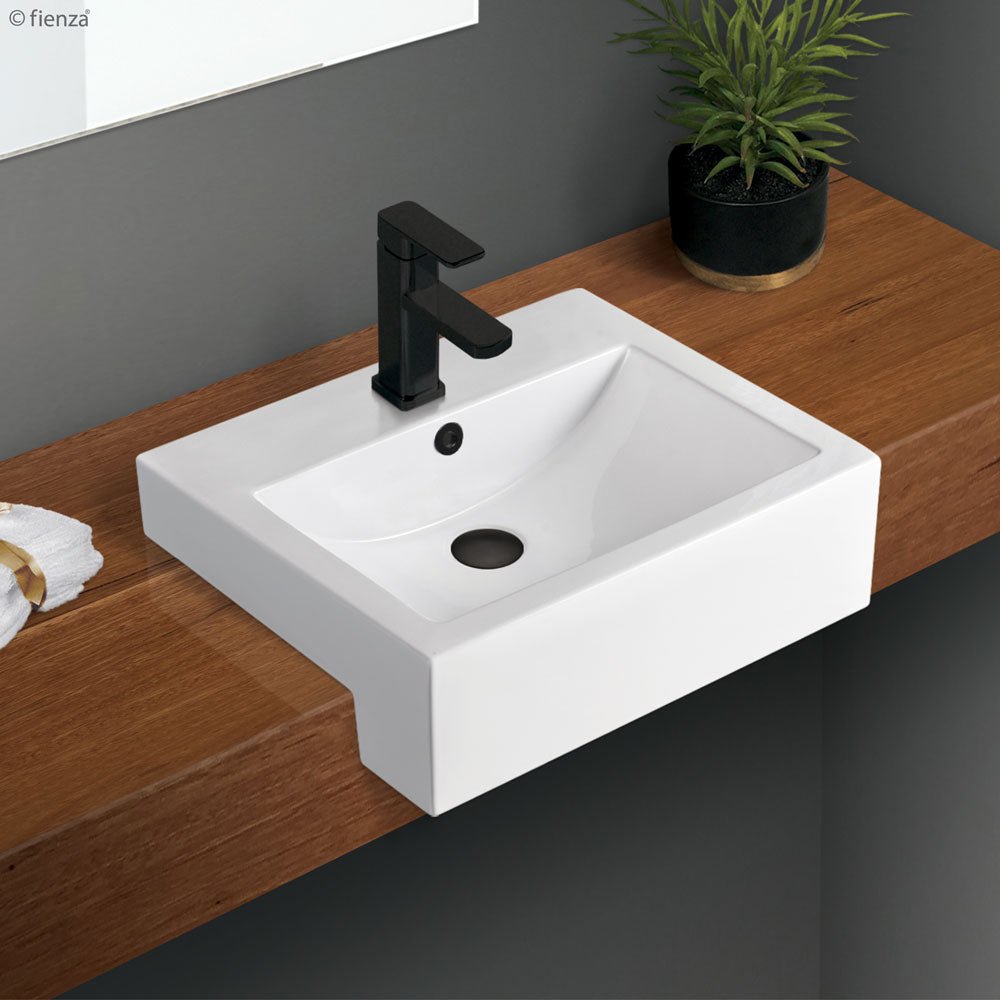 Belinda Semi-Recessed Basin, Gloss White RB8050B Fienza Tradie Secret