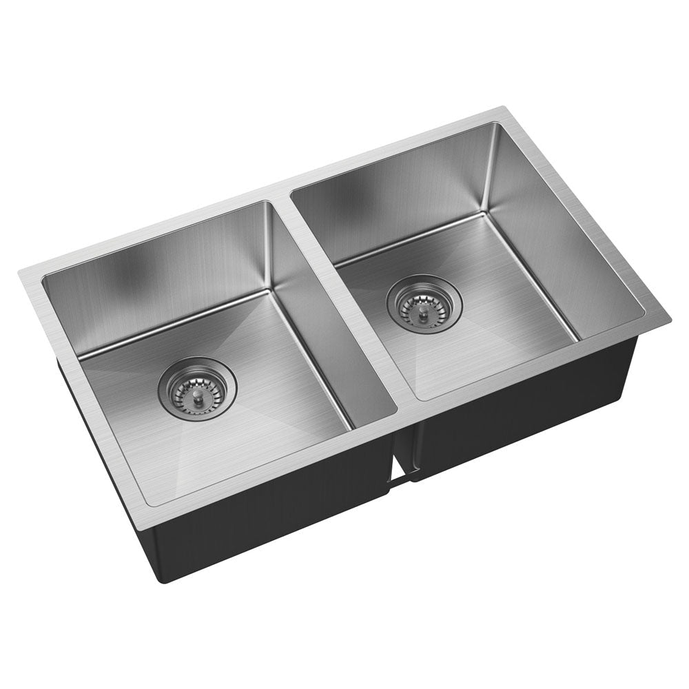 Hana 27L/27L Double Kitchen Sink, Stainless Steel 68403 Fienza Tradie Secret