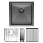 Hana 32L Single Kitchen Sink Kit, Carbon Metal 68401CM-KIT Fienza Tradie Secret