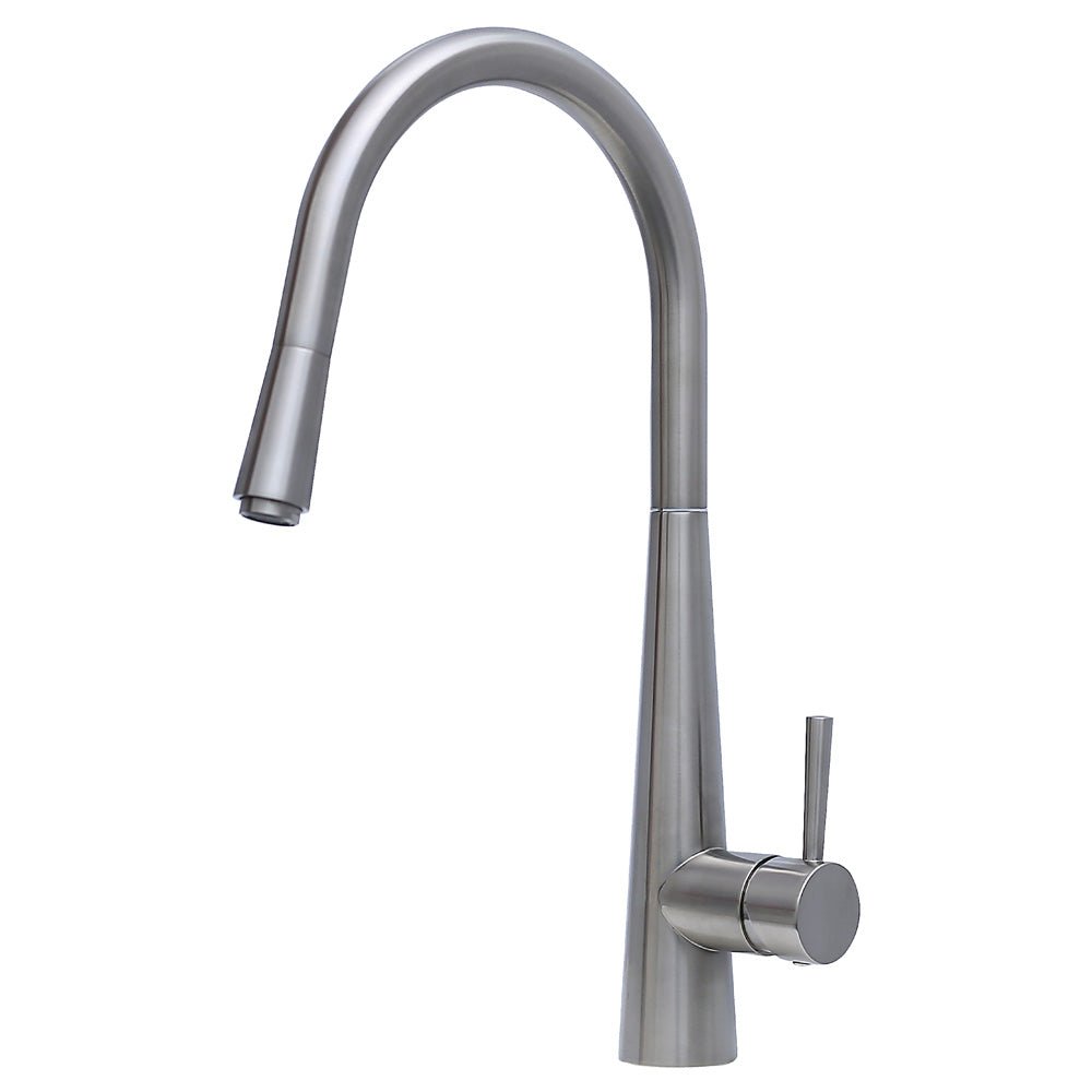 Isabella Deluxe Gooseneck Pull Out Kitchen Mixer, Brushed Nickel 213116BN Fienza  