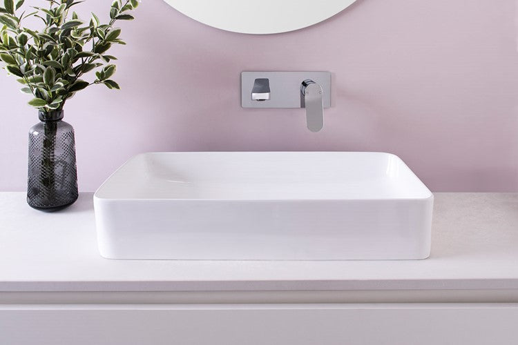 Lino Ceramic 610 x 350mm Above-Counter Basin, Gloss White