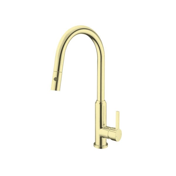 Pearl Pull Out Sink Mixer w/ Vegie Spray Function, Brushed Gold NR231708BG Nero Tradie Secret